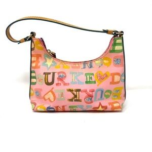 Dooney & Bourke Y2K Graffiti Logo Shoulder Bag – Pink Multicolor Vintage